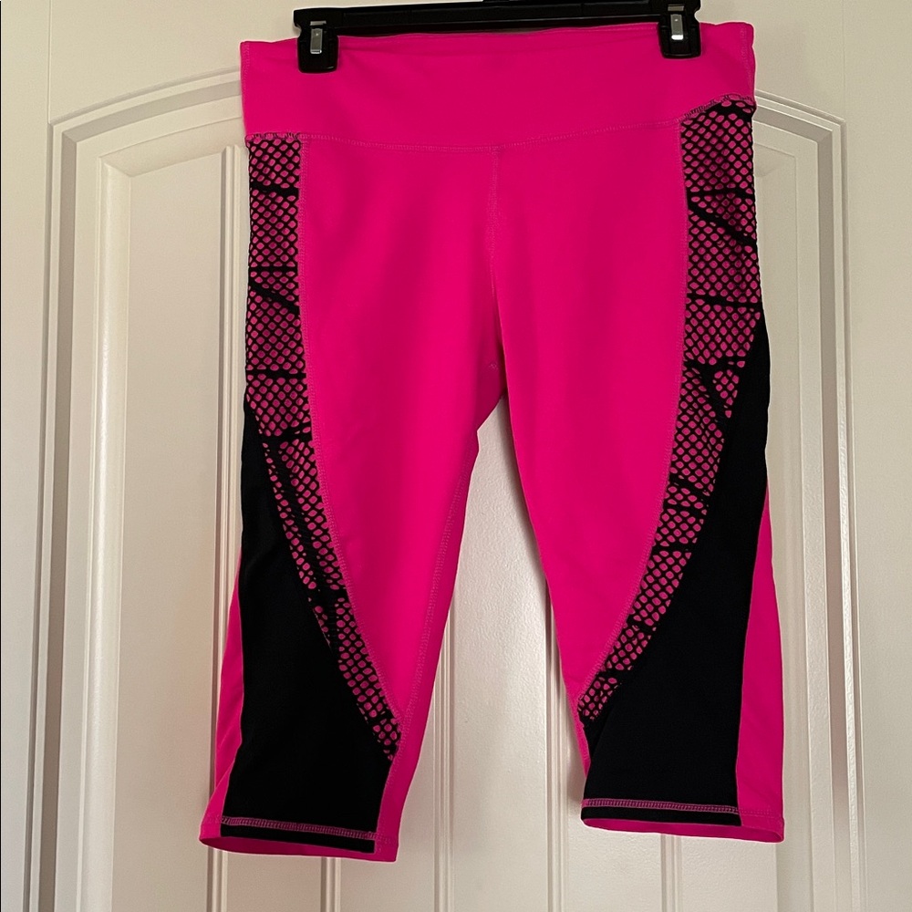 Fabletics Pink and Black Athletic Capris